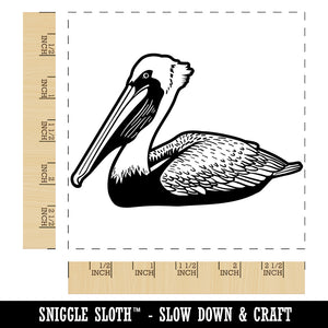 Brown Pelican Square Rubber Stamp for Stamping Crafting