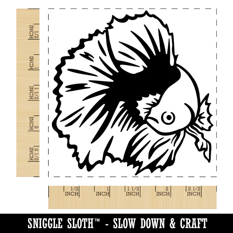 Fancy Betta Fish Square Rubber Stamp for Stamping Crafting