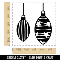 Elongated Holiday Christmas Ornaments Square Rubber Stamp for Stamping Crafting