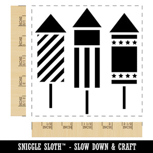 Fireworks Trio Celebration July 4th Square Rubber Stamp for Stamping Crafting