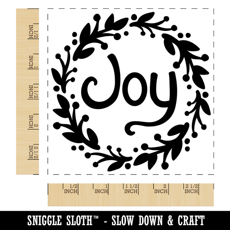 Joy in Wreath Christmas Square Rubber Stamp for Stamping Crafting