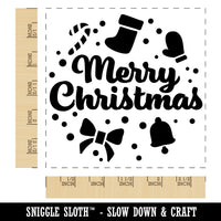 Merry Christmas Holiday Elements Square Rubber Stamp for Stamping Crafting