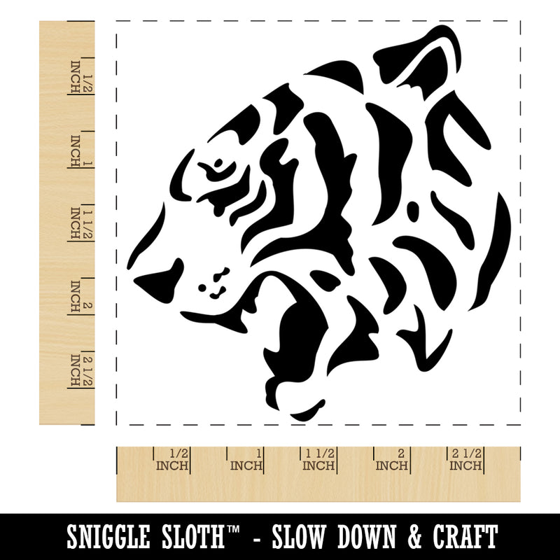 Ferocious Bengal Tiger Head Side View Square Rubber Stamp for Stamping Crafting