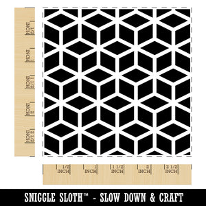 Geometric Cube Optical Illusion Pattern Square Rubber Stamp for Stamping Crafting