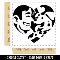 Man with Dog Puppy Pet in Heart Square Rubber Stamp for Stamping Crafting