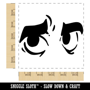 Worried Cartoon Eyes Looking to the Side Square Rubber Stamp for Stamping Crafting