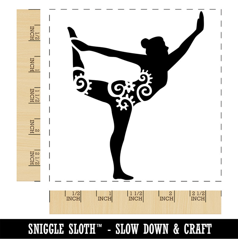 Yoga Pose Natarajasana Dancers Pose Square Rubber Stamp for Stamping Crafting