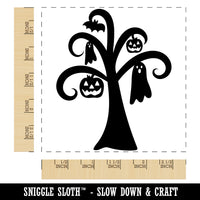 Halloween Tree Ghost Bat Jack-O'-Lantern Square Rubber Stamp for Stamping Crafting