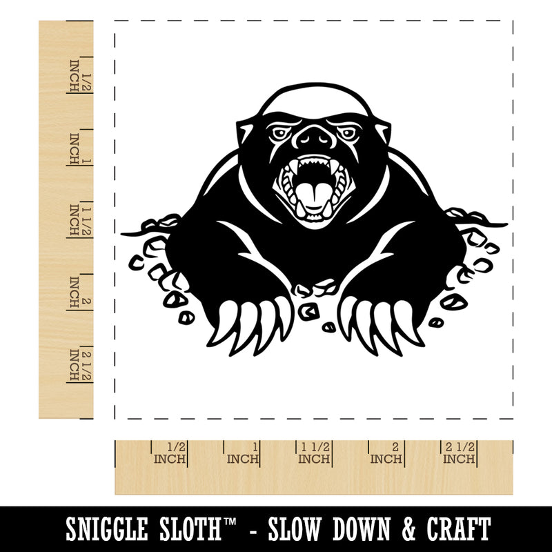 Angry Honey Badger Square Rubber Stamp for Stamping Crafting