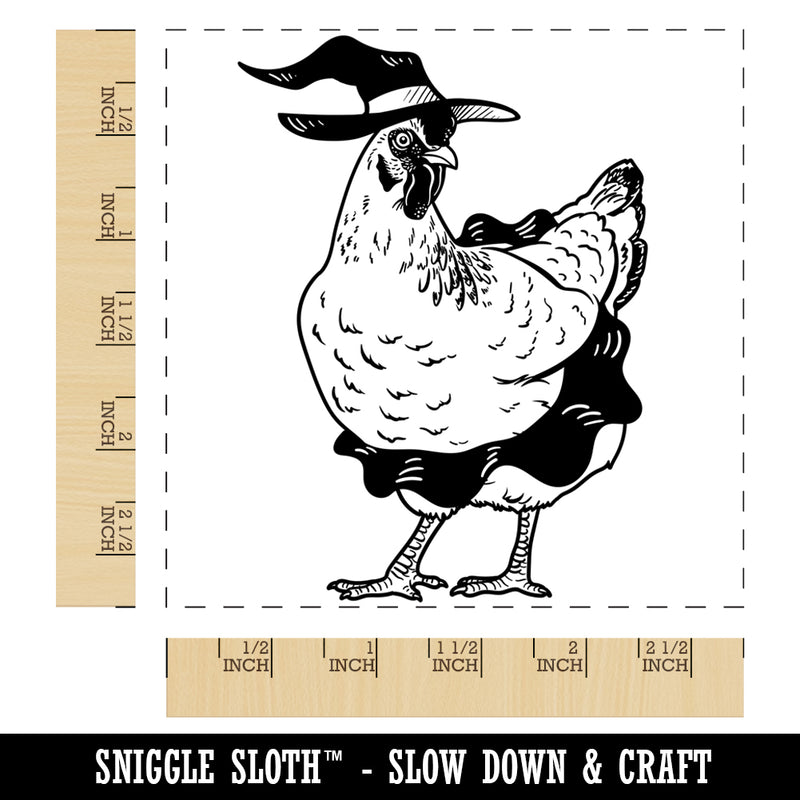 Witch Hen Halloween Holiday Chicken Square Rubber Stamp for Stamping Crafting