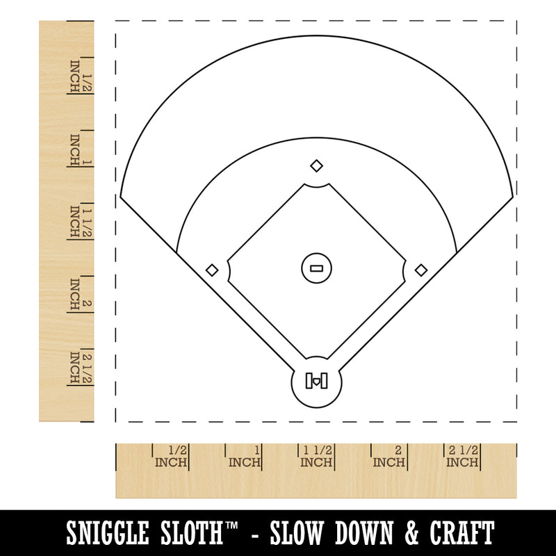 Baseball Softball Field Diamond Aerial View Square Rubber Stamp for Stamping Crafting