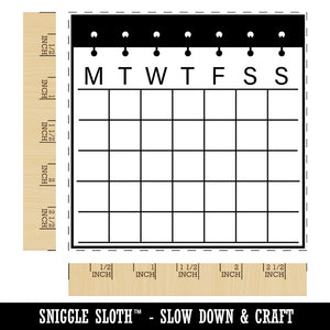 Blank Calendar with Notebook Rings Monday Start Square Rubber Stamp for Stamping Crafting