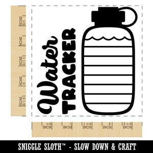 Hydration Tracker Water Bottle Fitness Health Square Rubber Stamp for Stamping Crafting