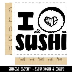 I Heart Love Sushi Roll Square Rubber Stamp for Stamping Crafting