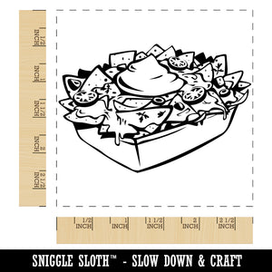 Nachos Tortilla Chips Mexican Food with Sour Cream Square Rubber Stamp for Stamping Crafting