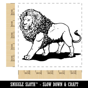 Regal Maned Lion Walking Square Rubber Stamp for Stamping Crafting