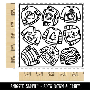 Bunch of Cute Ugly Christmas Sweaters Square Rubber Stamp for Stamping Crafting