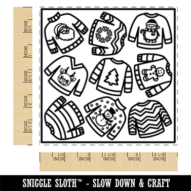 Bunch of Cute Ugly Christmas Sweaters Square Rubber Stamp for Stamping Crafting