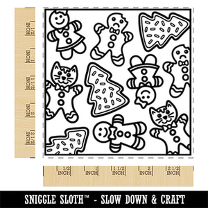 Christmas Cookie Pattern Square Rubber Stamp for Stamping Crafting