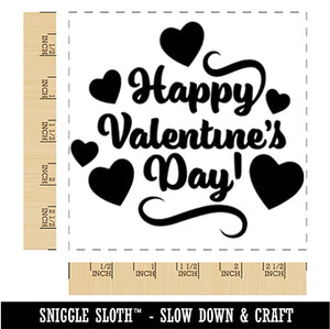 Happy Valentine's Day with Hearts Square Rubber Stamp for Stamping Crafting