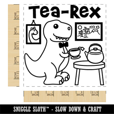 Tea Rex Tyrannosaurus Rex Dinosaur Square Rubber Stamp for Stamping Crafting