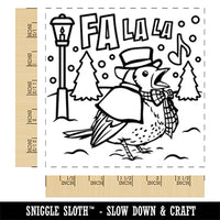 Winter Singing Falala Bird Christmas Square Rubber Stamp for Stamping Crafting