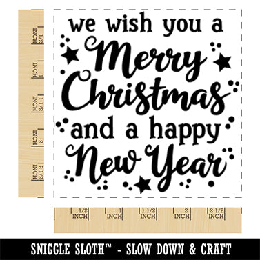 Wish You Merry Christmas Happy New Year Square Rubber Stamp for Stamping Crafting