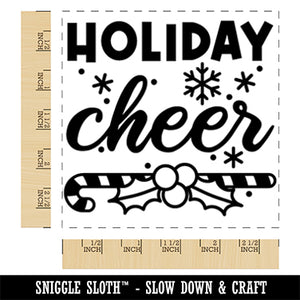 Christmas Holiday Cheer Candy Cane and Holly Square Rubber Stamp for Stamping Crafting