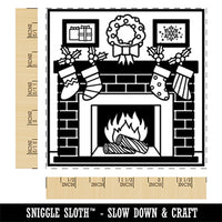 Christmas Stockings by the Fireplace Square Rubber Stamp for Stamping Crafting