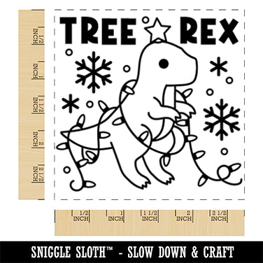 Christmas Tree Rex T-Rex Tyrannosaurus Dinosaur Pun Square Rubber Stamp for Stamping Crafting