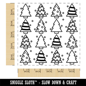 Christmas Trees Galore Pattern Square Rubber Stamp for Stamping Crafting