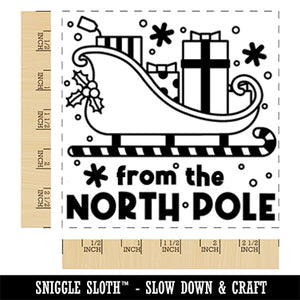 From the North Pole Santa Sleigh Christmas Presents Square Rubber Stamp for Stamping Crafting