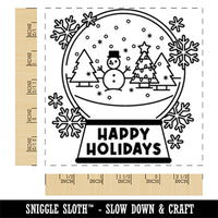 Happy Holidays Snow Globe Christmas Snowman Square Rubber Stamp for Stamping Crafting