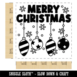 Merry Christmas Hanging Ornaments Square Rubber Stamp for Stamping Crafting