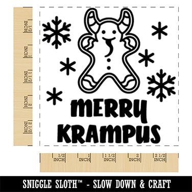 Merry Krampus Christmas Gingerbread Cookie Square Rubber Stamp for Stamping Crafting