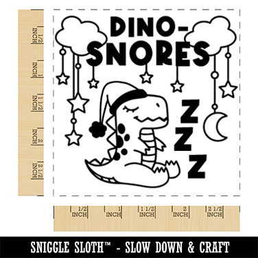 Sleeping Dino Snores Dinosaur Pun Square Rubber Stamp for Stamping Crafting