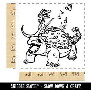 Ankylosaurus Musical Dinosaur Band Square Rubber Stamp for Stamping Crafting