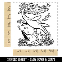 Aquatic Dinosaurs Ichthyosaurus Plesiosaur Mosasaurus Square Rubber Stamp for Stamping Crafting