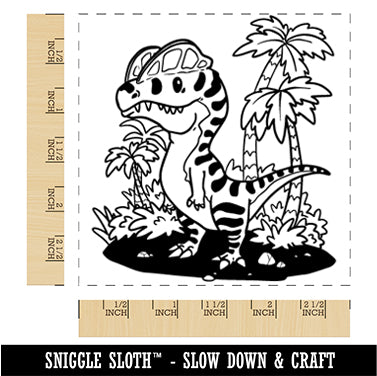 Dilophosaurus Crested Dinosaur Square Rubber Stamp for Stamping Crafting