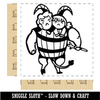 Naughty Children Taken by Krampus Christmas Square Rubber Stamp for Stamping Crafting