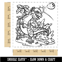 Pachycephalosaurus Dinosaur Headbutting Coconut Square Rubber Stamp for Stamping Crafting