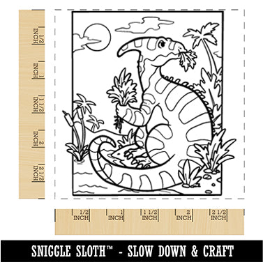 Parasaurolophus Duck Billed Dinosaur Square Rubber Stamp for Stamping Crafting