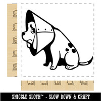 Sad Pet Dog in Cone of Shame Square Rubber Stamp for Stamping Crafting