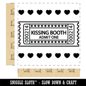 Valentine's Day Kissing Booth Raffle Ticket Square Rubber Stamp for Stamping Crafting