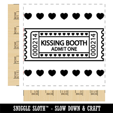 Valentine's Day Kissing Booth Raffle Ticket Square Rubber Stamp for Stamping Crafting