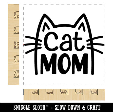 Cat Mom Square Rubber Stamp for Stamping Crafting