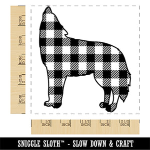 Plaid Howling Wolf Buffalo Print Square Rubber Stamp for Stamping Crafting