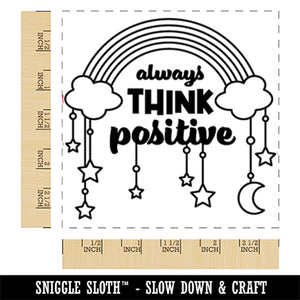 Always Think Positive Rainbow Stars Moon Square Rubber Stamp for Stamping Crafting