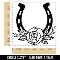 Classy Horseshoe with Rose Cowboy Cowgirl Western Farm Ranch Horses Square Rubber Stamp for Stamping Crafting