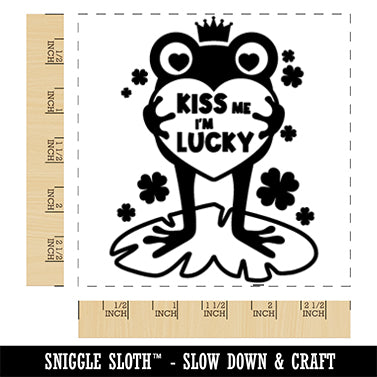 Frog Prince Kiss Me I'm Lucky Saint Patrick's Day Square Rubber Stamp for Stamping Crafting